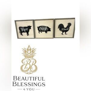 The Spring Shop Farmhouse Animal Trio - Black and White